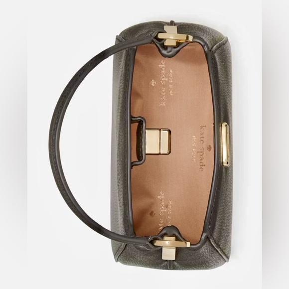 Kate Spade ♠️ Phoebe Mini Top Handle Black Leather Crossbody Handbag Gold KI924 - Picture 4 of 13